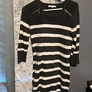 Grey and white sweater dress